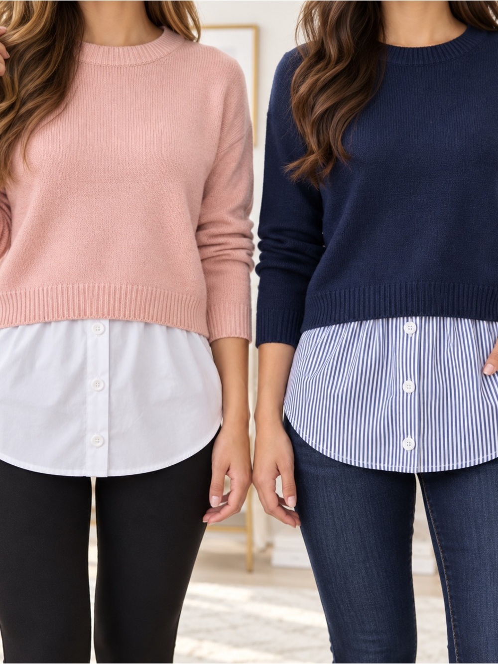 2-Pack XL Shirt Extenders White & Blue Stripe Layering False Hem